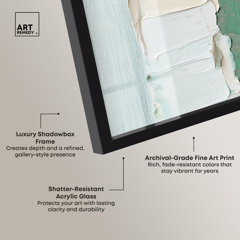 «Minted Horizon III Shadowbox Print Mint Abstract Art» par Art Remedy, H 13 po x l 13 po, Noir