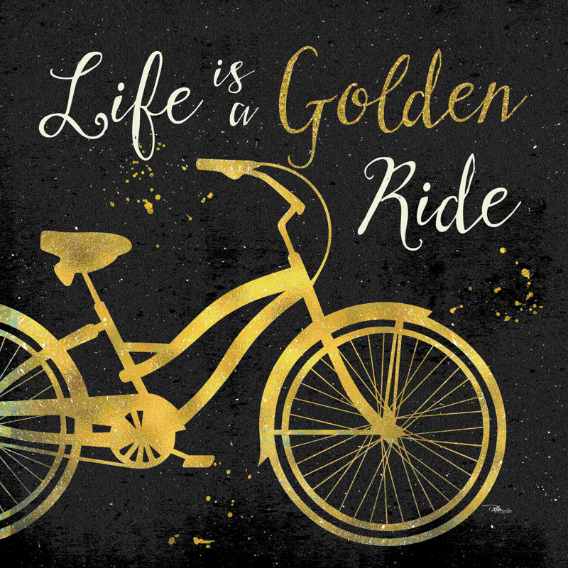 «Golden Ride I Dark» par Pela Studio - Art textuel sur toile tendue, H 36 po x l 36 po, Cadre flottant noir, Non