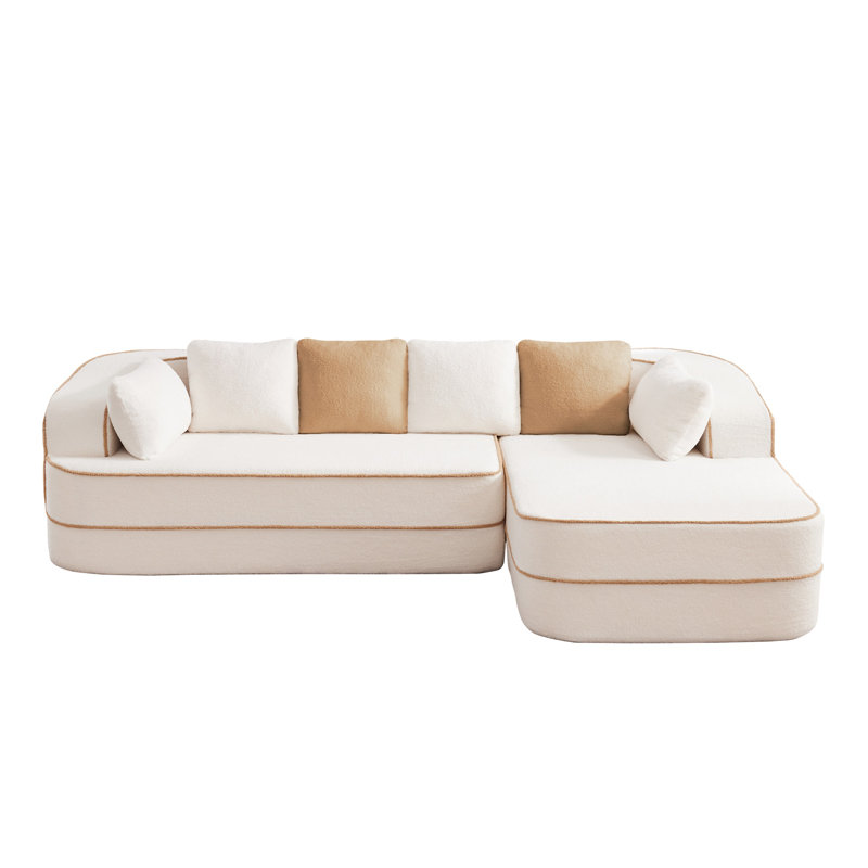 Canapé modulaire en tissu 106 po Teddy , Blanc, Orienté à gauche (vu de face)