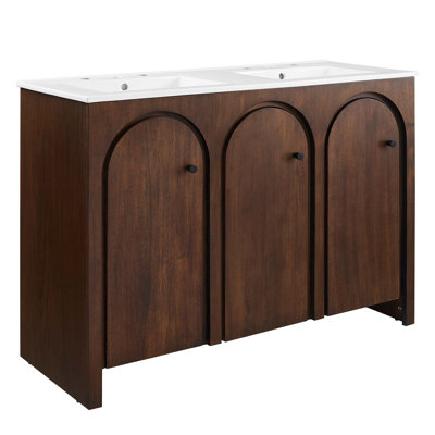Meuble-lavabo double 48 po avec plateau en céramique Modway Appia