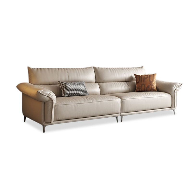 Causeuse-coussin modulaire en cuir véritable kaki, Kaki