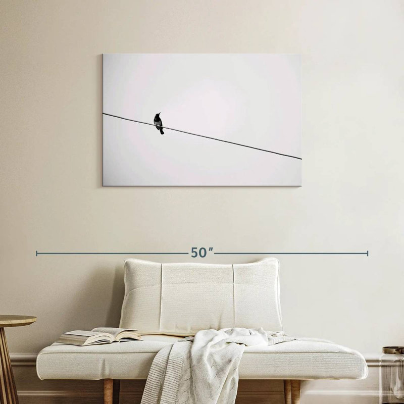 Brampt Simple Bird On Wire, 24" H x 36" W