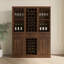 Brown Walnut Colour Modular Wine Bar Cabinet With Storage Shelves With Hutch For Dining Room