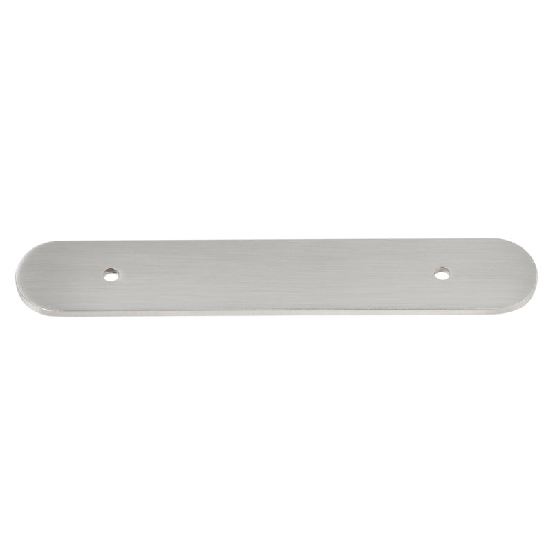 Plaque arrière arrondie 6 3/4 po 3-3 / 4 po Centre à centre, 6343-96, Nickel satiné