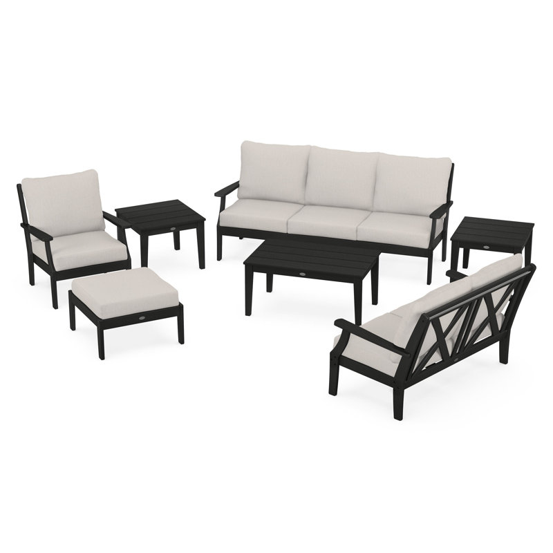 Braxton 7-Piece Deep Seating Set, Cast Ash, Black