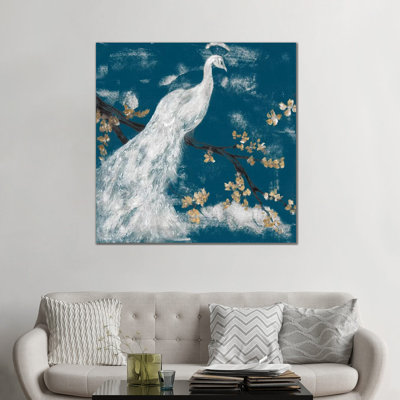 " White Peacock On Indigo I " by Jennifer Goldberger
