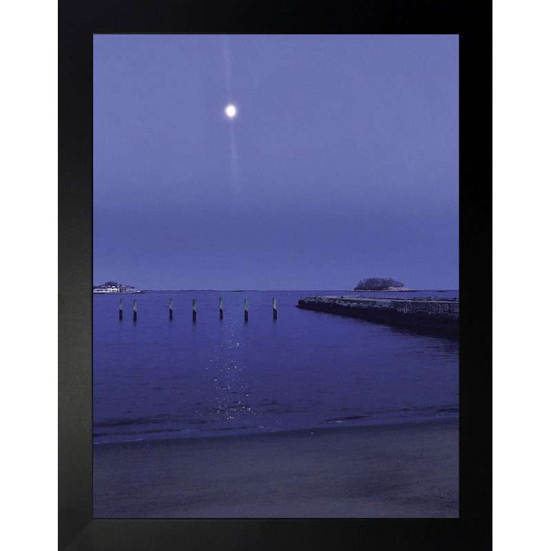 Lune liquide - photographie, H 12,5 po x l 10,5 po x P 1,25 po, Papier encadré noir, Pas de tapis