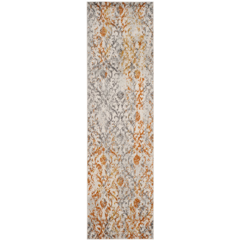 Christa Gray/Orange Rug, Runner 2'3" x 8'