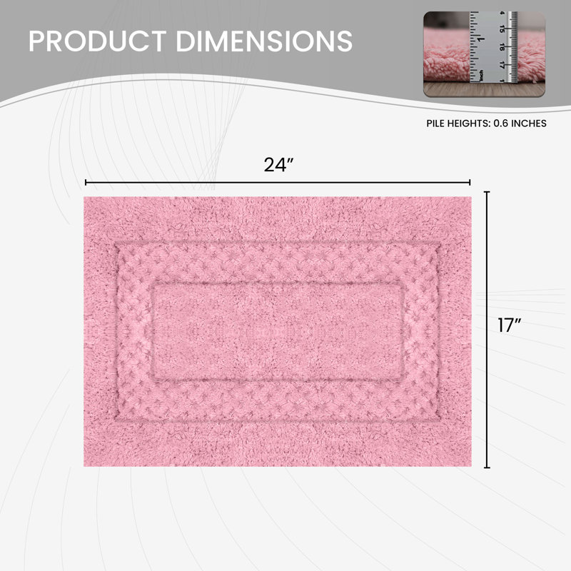 Tapis pour salle de bain Antigona, l 17 po x L 24 po, Rose