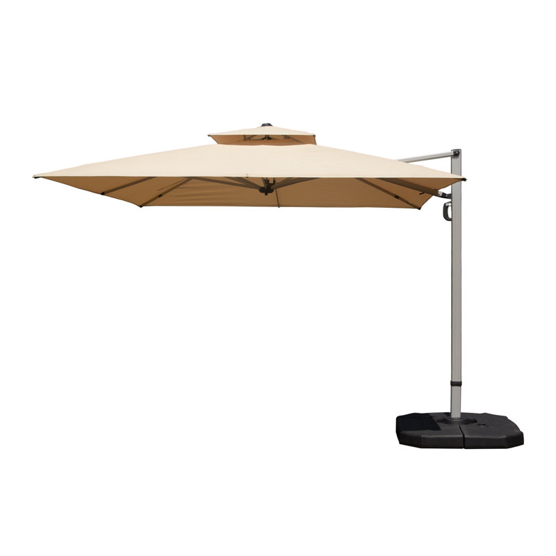 Parasol carré en porte-à-faux 10 'x 10' avec mât central beige (base non incluse), Square, Beige