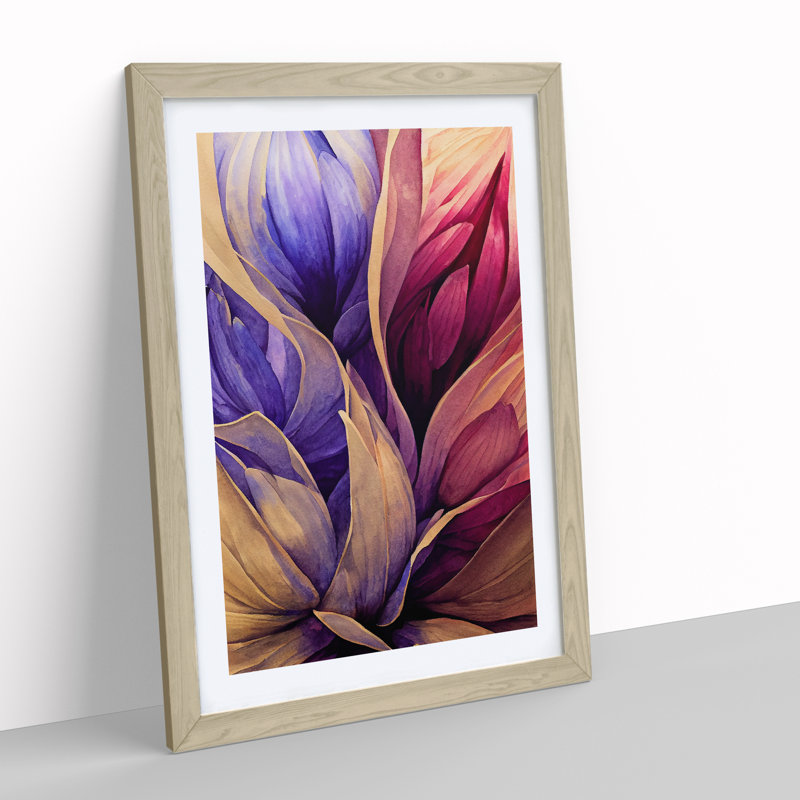 XV1022-2582X Lively Flowers Abstract - Single Picture Frame Painting, 46cm H x 34cm W x 2cm D, Oak