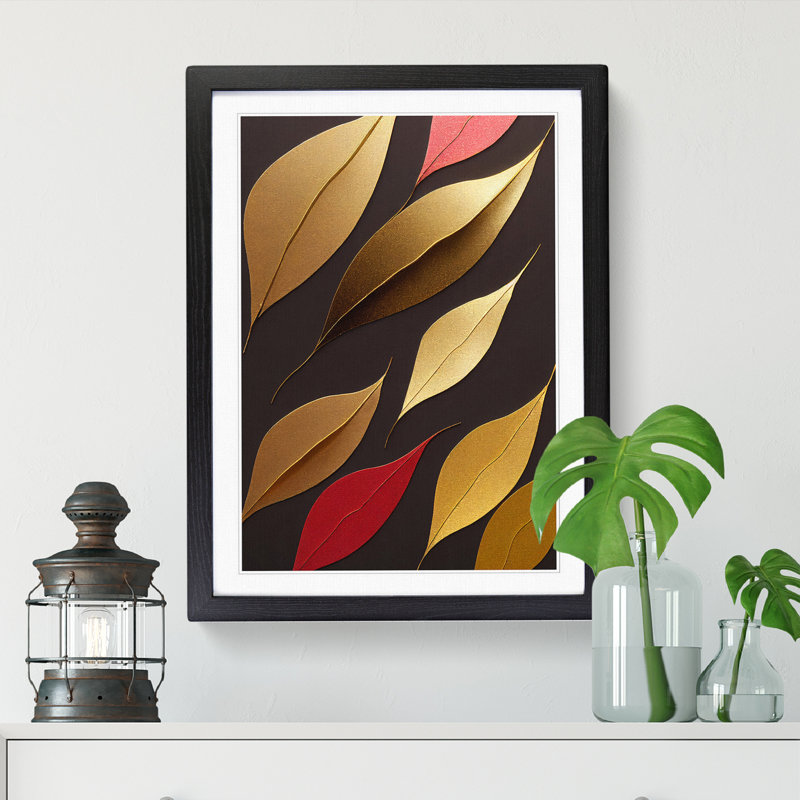 Letrica Gold Leaf - Picture Frame Print, 64cm H x 46cm W, Black