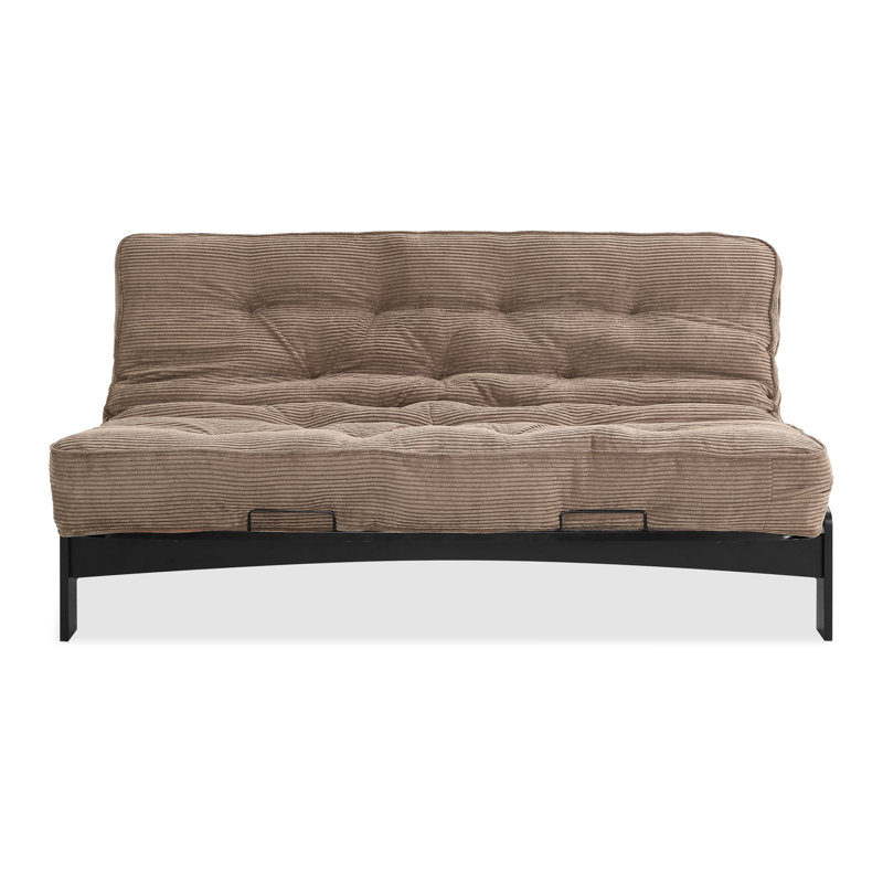 Futon et matelas Mcburney, Velours côtelé couleur chocolat