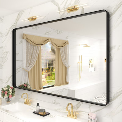 Aevar Tempered Glass and Aluminum Alloy Framed French Cleat Mounted Wall Mirror