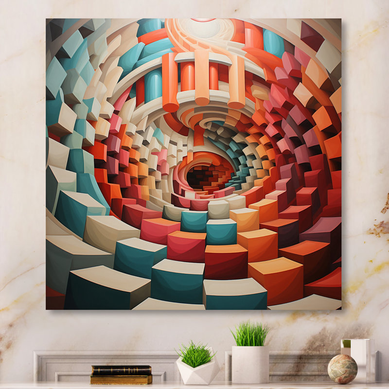 " Colourful Op Art Surrealism IV ", 16" H x 16" W x 1" D, Wrapped Canvas