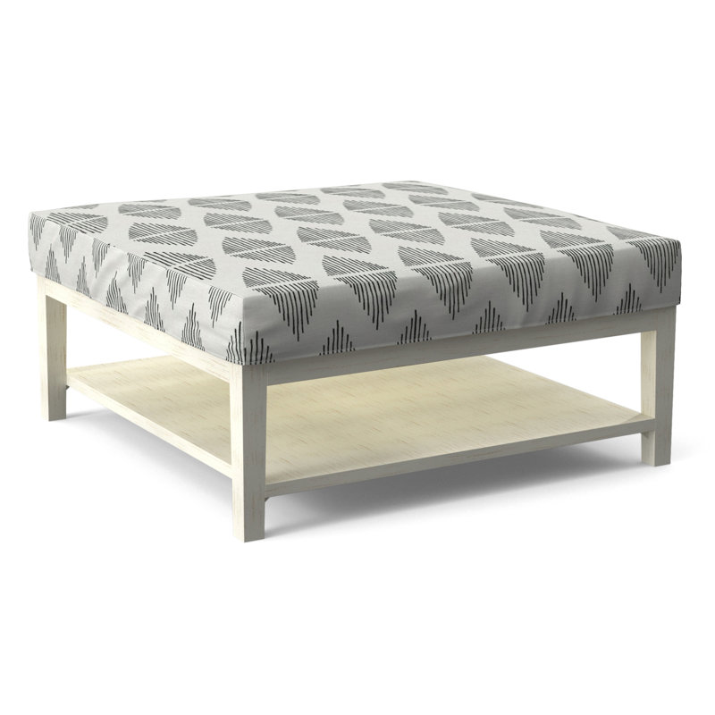 Hammond Square Ottoman, Antique Frost White Finish, White Performance Fabric; 0851-94