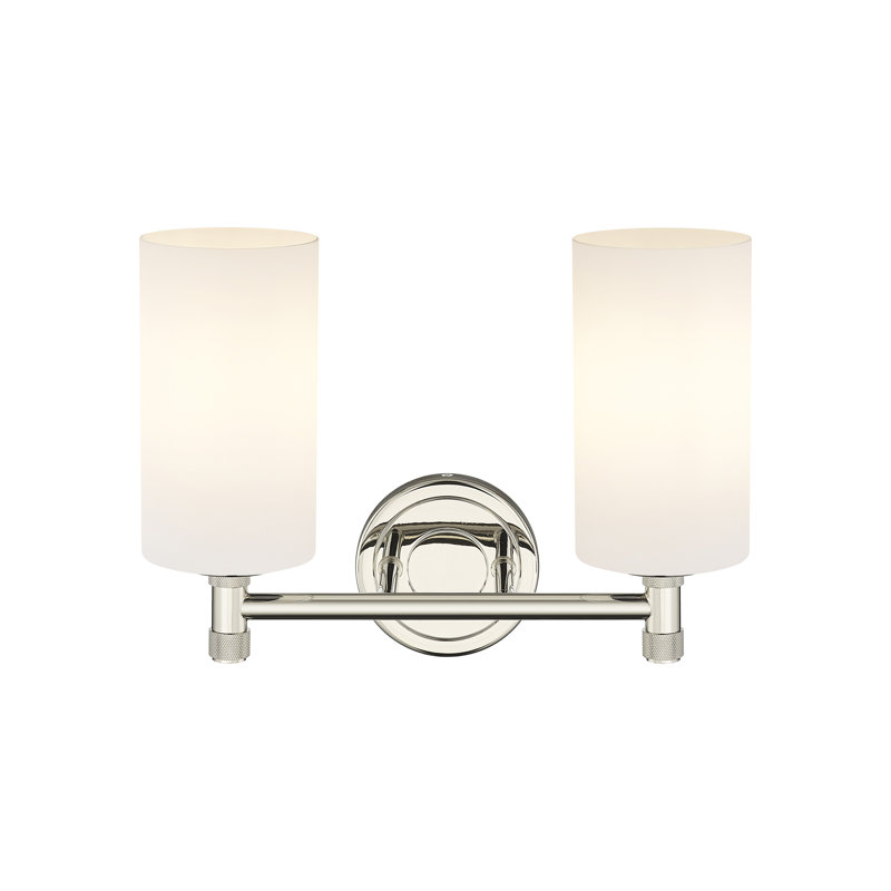 Crown Point 2 Light Wall-mounted Bath Vanity Light, Matte White, Polished Nickel