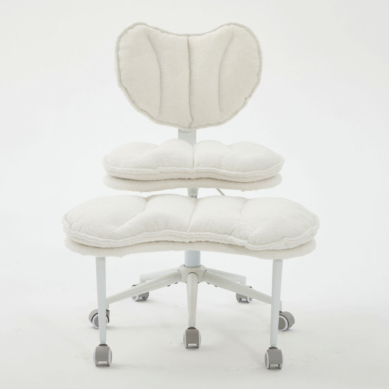 Meditation Chair Plus, Teddy Fleece Double-Layer Padding Cross Legged Rolling Chair For ADHD, Criss Cross Desk Chair With Lumbar Support, Adjustable Stool, Flexible For Fidgety Sitters