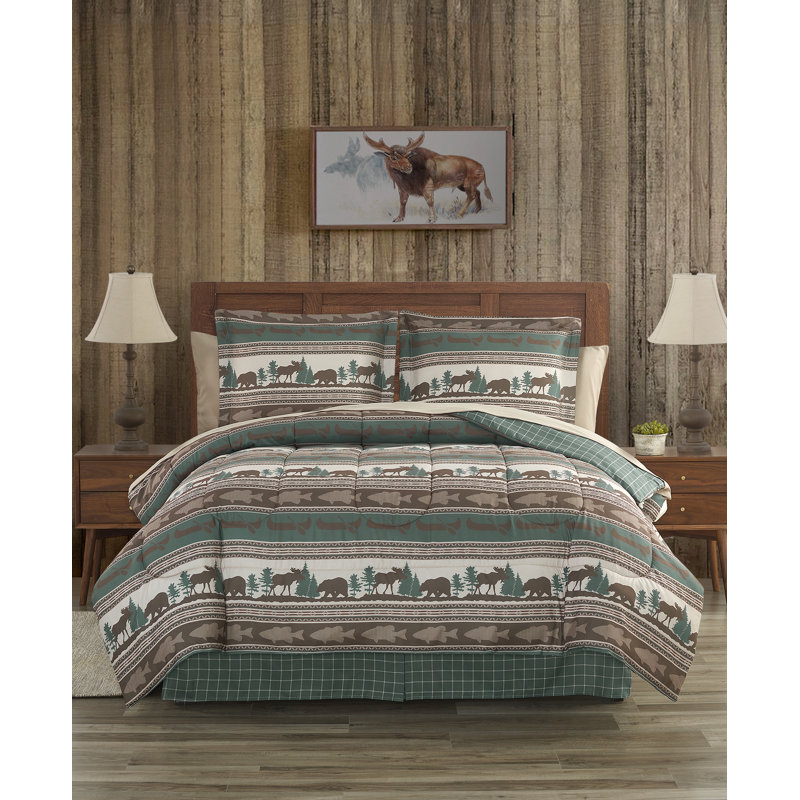 CEDAR COURT Mountainside Tan Ultra Soft Microfiber Reversible Comforter Set, California King Comforter + 2 King Shams