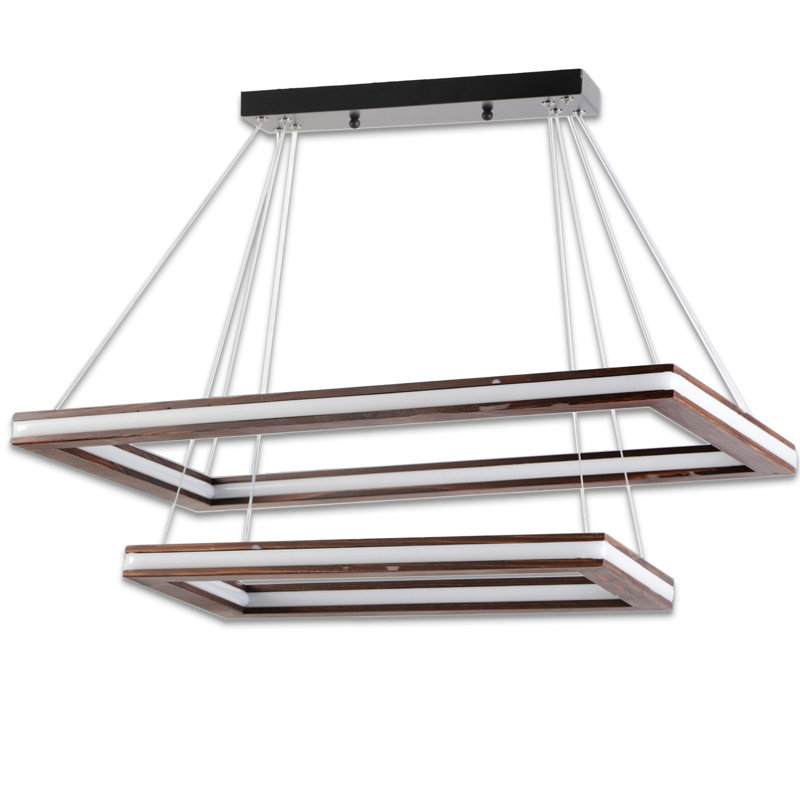 2 Tiers Rectangle 3 Variable Colour LED Chandelier, Noyer