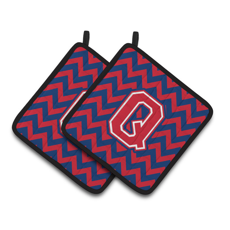 Poignée à chevrons, Q, Bleu de Yale / cramoisi