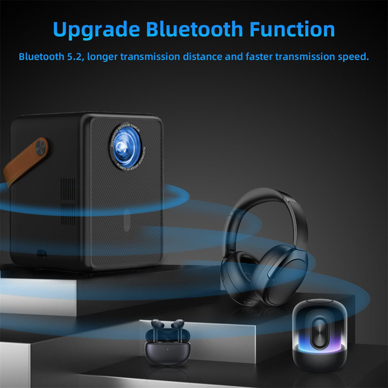 ?Electric Focus?Mini Portable Projector,5G WIFI Bluetooth Projector 1080P Full HD Supported, 300" Display Zoom Home Cinema Video Projector For TV Stick/Smartphone/HDMI/USB/PS5