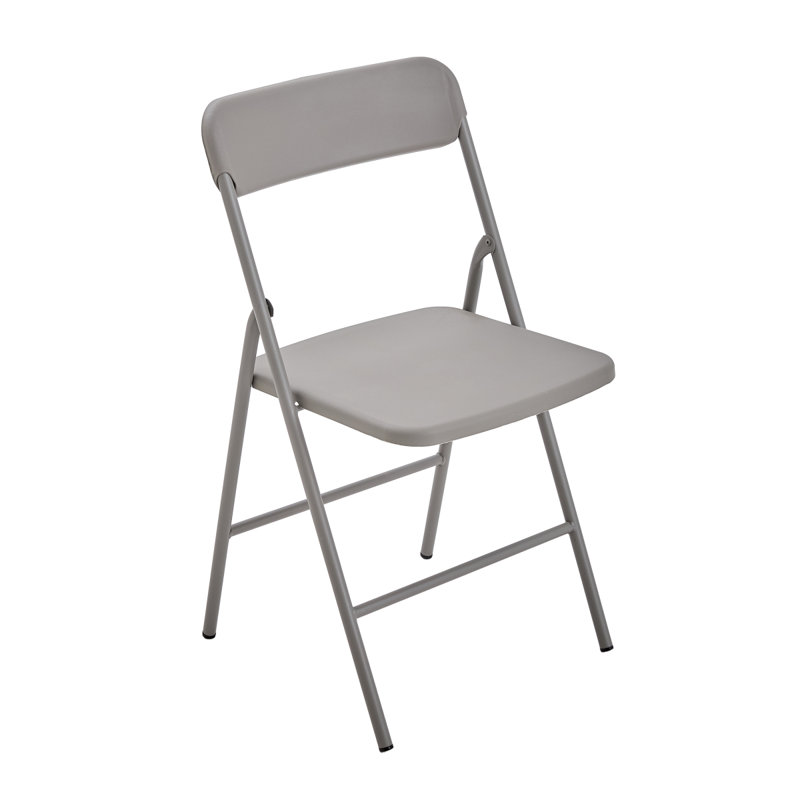 Lot de 4 chaises pliantes grises avec coussin en polypropylène pour l'extérieur, chaises pliantes empilables et portables en métal avec structure en acier, idéales pour les fêtes, les événements à domicile, les bureaux et les mariages.
