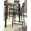 Table carrée 5 pièces à hauteur de comptoir avec 4 chaises hautes en métal à dossier en lattes brun antique et noir, esthétique industrielle moderne pour un look de pièce