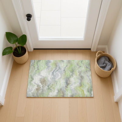 Machine Washable Indoor/Outdoor London ACN2258 Swirls Rug