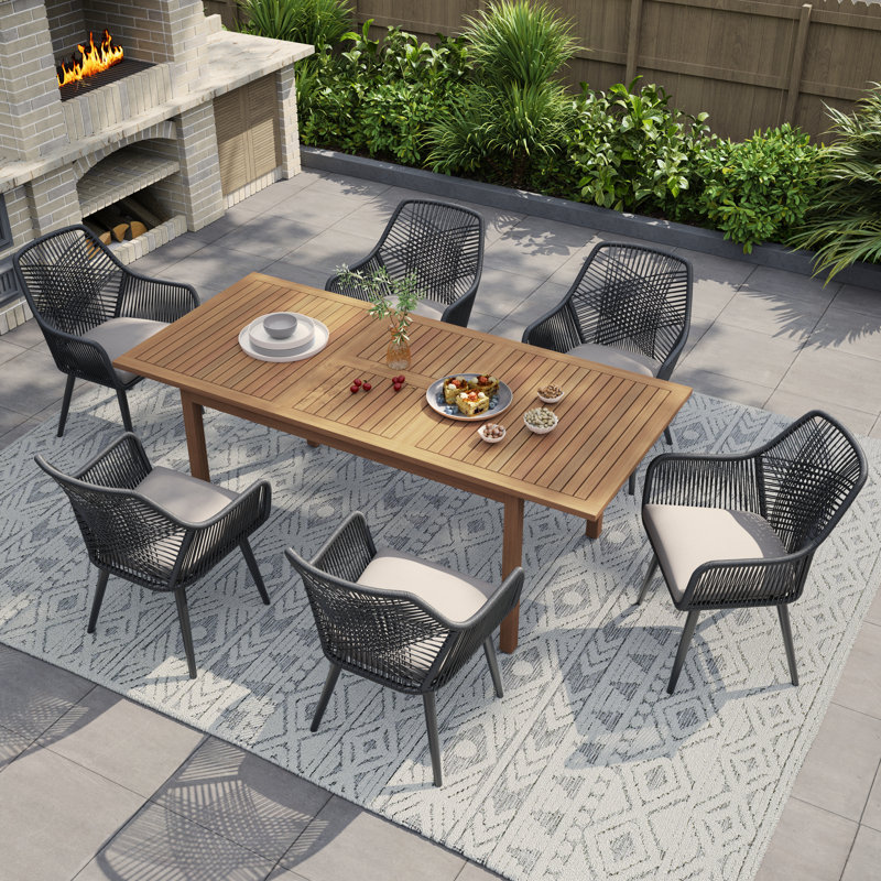 Ensemble repas d'extérieur 6 personnes Jessen, Noir