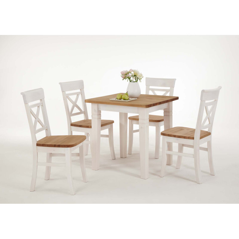 Pols Pine Solid Wood Dining Table, Stained and varnished white/Brown