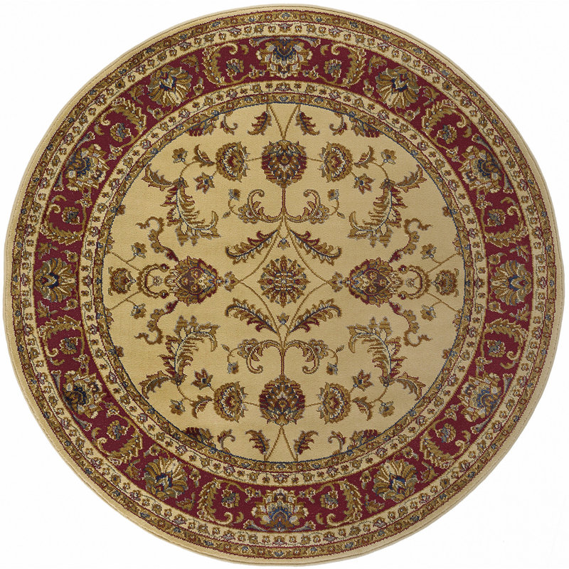 Tapis beige Clarence - beige / rouge, Rond 5 pi 3 po