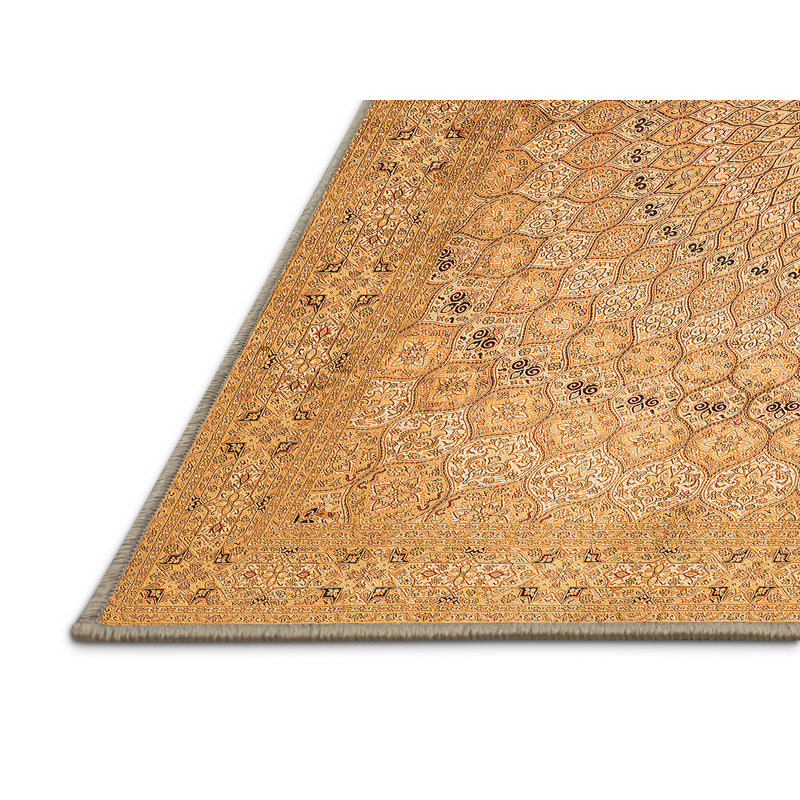 Tapis oriental orange tissé à la machine Mikaeyla, Rectangle 8 pi x 12 pi