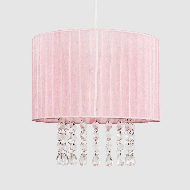 Oba 28cm H Plastic Drum Pendant Shade ( Clip On ), Pink