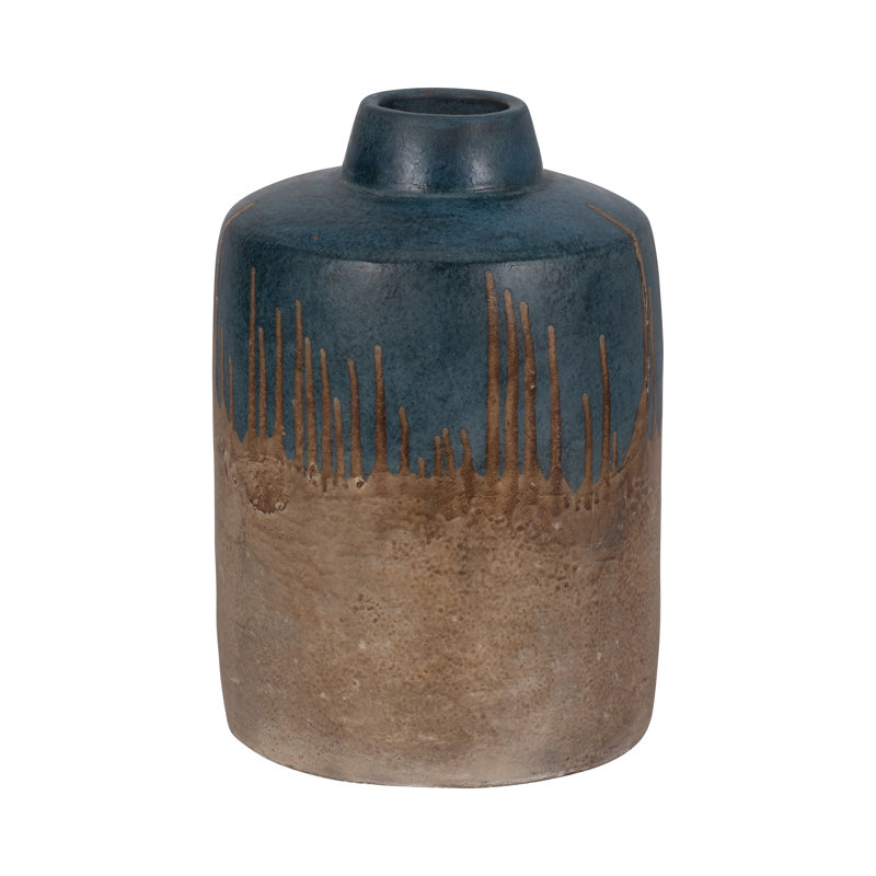 Decorative Vase Pottery Terracotta Stylish Handmade Accent Sculptural Modern Rustic Contemporary Design, 12" H x 8" W x 8" D