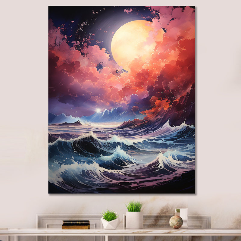 Océan coucher de soleil tempête 3 - tempêtes, art mural, Toile tendue, H 40 po x l 30 po x P 1,5 po