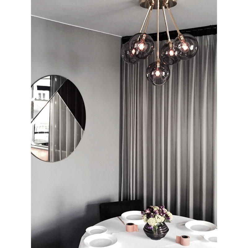 Luminaire suspendu sphère 5 lumières Ballroom Molecule, Fumée, Or