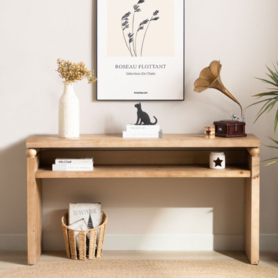 Console 59 po, console rustique moderne, table d'entrée étroite, table de canapé en bois, table de couloir avec rangement, table console en bois naturel, table d'entrée avec tablette ouverte, console Farmhouse