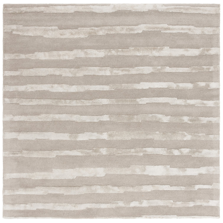 Claudiane Hand Tufted Wool/Cotton/Viscose Striped Rug in Gray