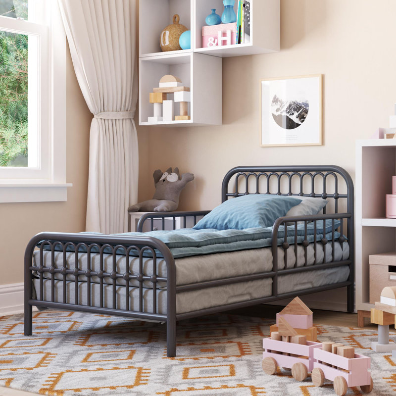 Klos Metal Toddler Bed, Gray