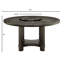 Table de salle à manger en bois brun foncé avec accessoire de paresseux, forme ronde, 6, table de transition en marbre blanc, structure en bois, sièges 6, garniture