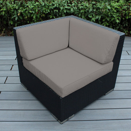 Billyjo Wicker Outdoor Lounge Chair, Canvas Taupe Sunbrella® Canvas, Black