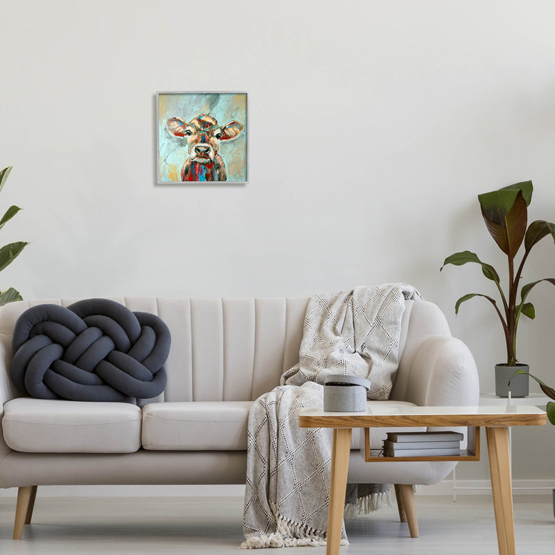 Vache brossée, art de giclée par Jen Seeley, H 12 po x l 12 po x P 1,5 po, Estampe numérique Farmhouse