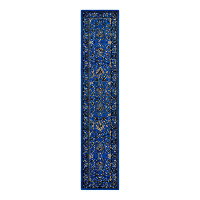 Tapis bourgogne Bhatari, Bright Blue, Tapis de couloir 2 pi 7 po x 10 pi