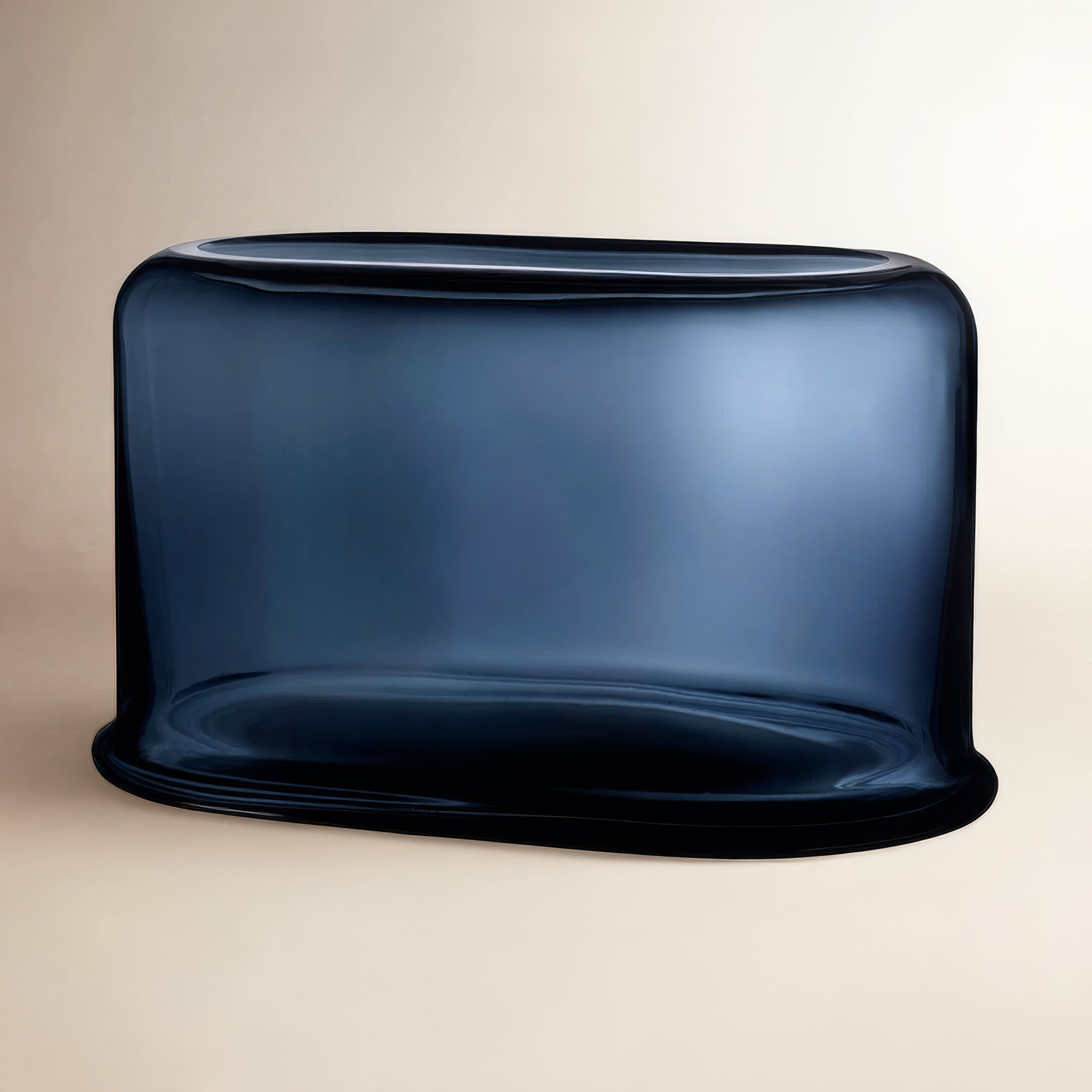 Layers Crystal Table Vase, Steel Blue