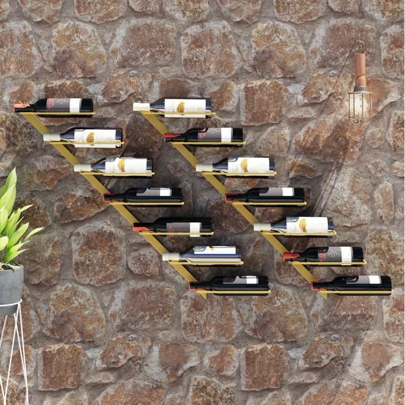 Rangement mural pour porte-bouteilles Danixsa, Or, H 47,2 po x l 9,4 po x P 3,5 po