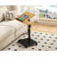 58 x 30 x 80 cm C-Shaped Sofa Side Table with Flip-Top and Adjustable Height, Iron Frame and Engineered Wood Laptop Table on 360-Degree Swivel Castors for Living Room and Bedroom, Light Wood-134461970-134461967