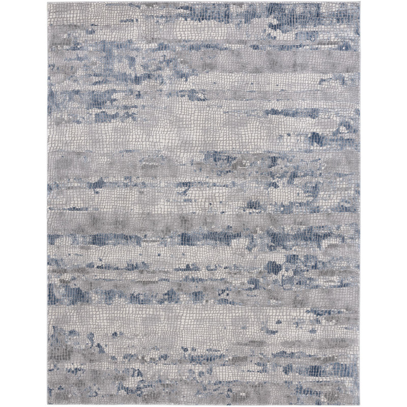 Tapis gris / bleu marine Wendi, Rectangle 8 pi x 10 pi