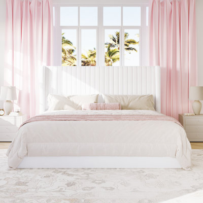Velvet Hydraulic Lift Up Storage Upholstered Platform Bed With Wooden Slats And Vertical Stripes Wingback Headboard