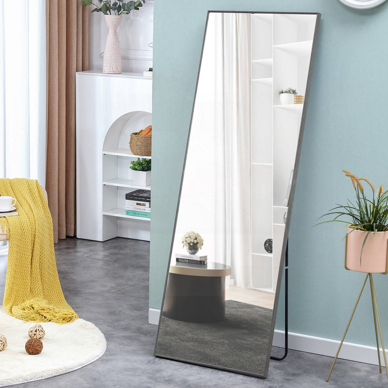 Miroir Quinnisha, Gris, H 60 po x l 17 po, Bois massif